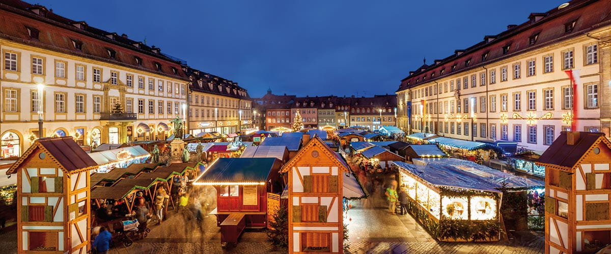 A view over the Christmas market in Bamberg, Germany